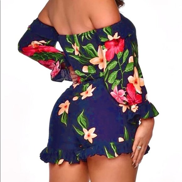 Lillian Blue Ruffle Romper - Picture 3 of 7